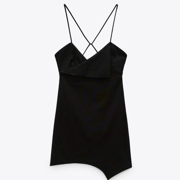Zara Black Surplice Asymmetrical Hem Mini
Dress SZ S - Picture 4 of 7